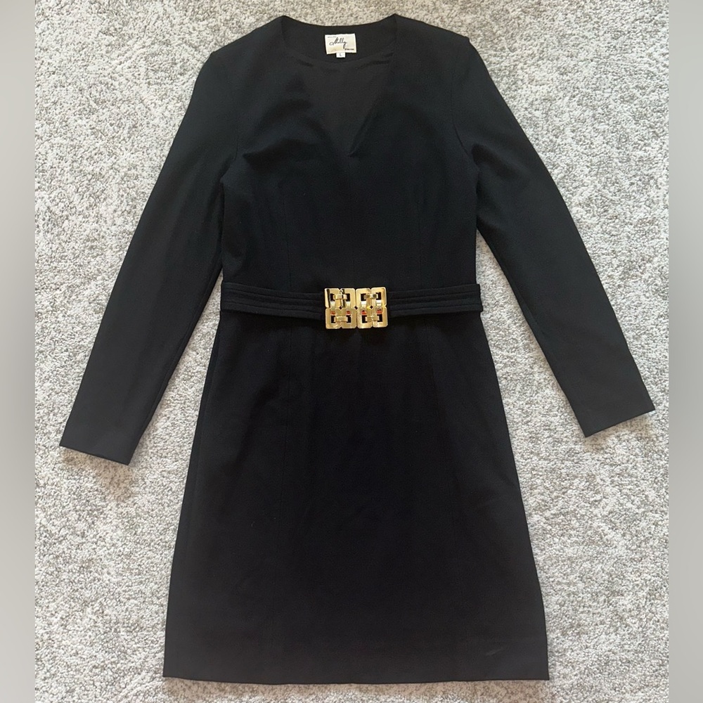 Black Milly Dress with Gold Buckle - Size L
